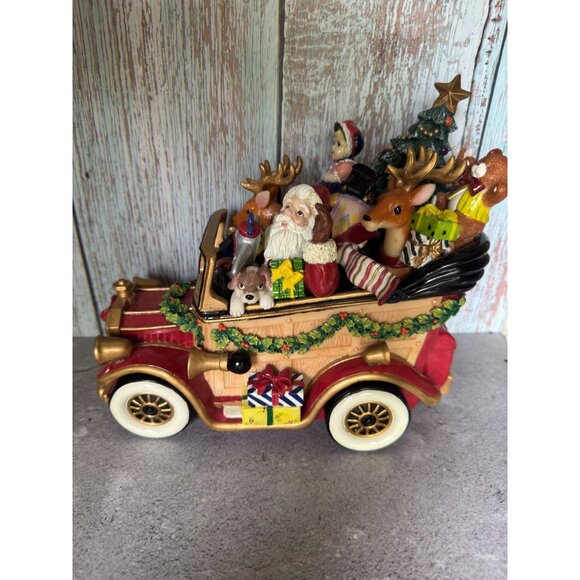 Fitz & Floyd Santa Musical Car Plays "Here Comes Santa Claus" With Original Box - Picture 5 of 7